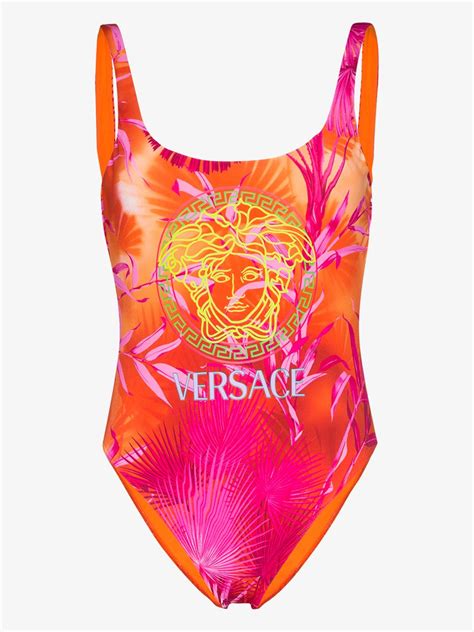 versace jungle print swimsuit|Versace swimwear.